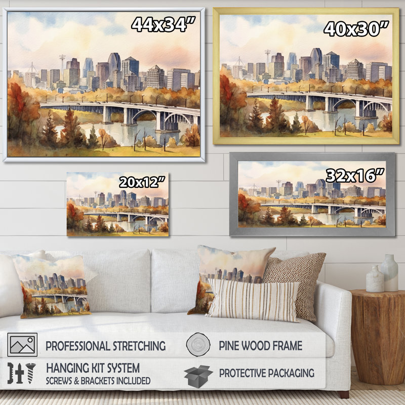 Edmonton Edmonton - art mural canadien sur toile, Toile tendue, H 12 po x l 20 po x P 1 po