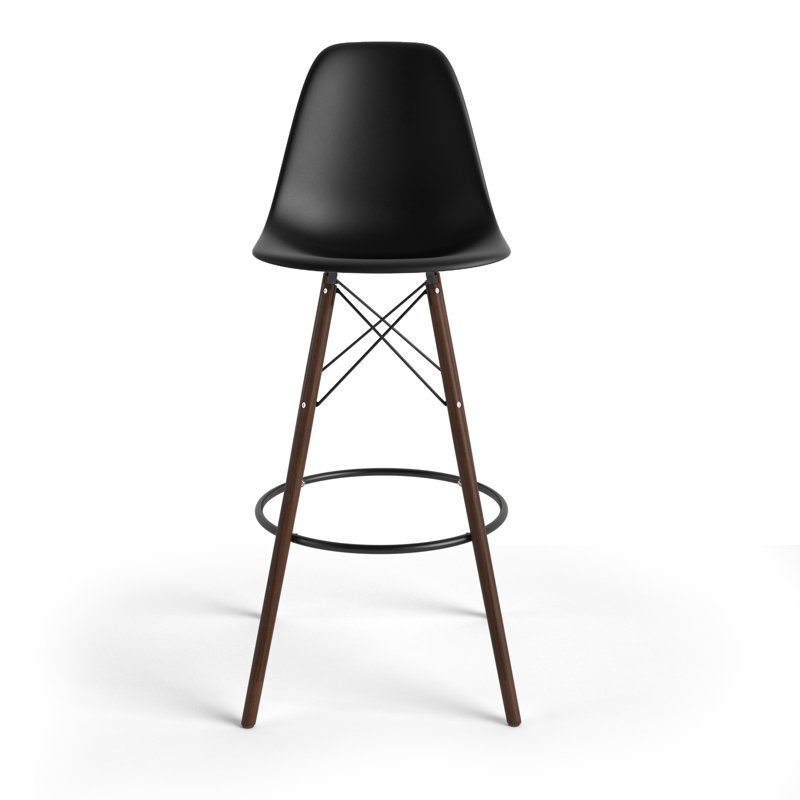 Jordan Bar & Counter Stool, Black/Walnut, Bar Stool (29.5" Seat Height)