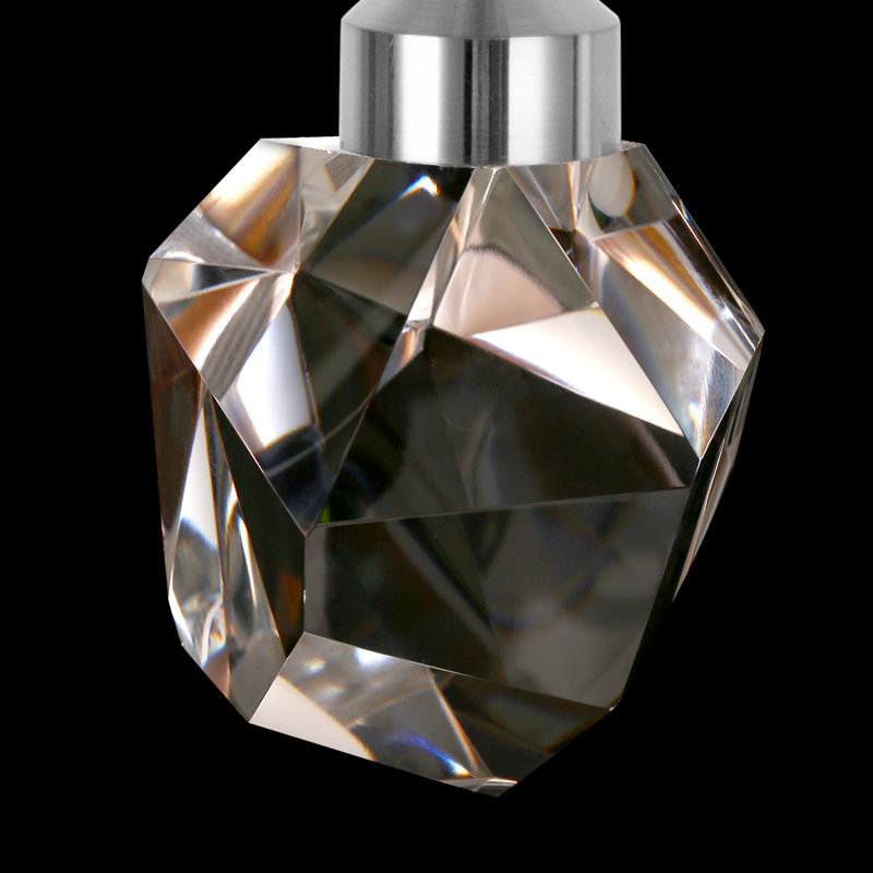 Gopesh 1 - Light Crystal Geometric Integrated LED Kitchen Island Pendant, Brushed Nickel