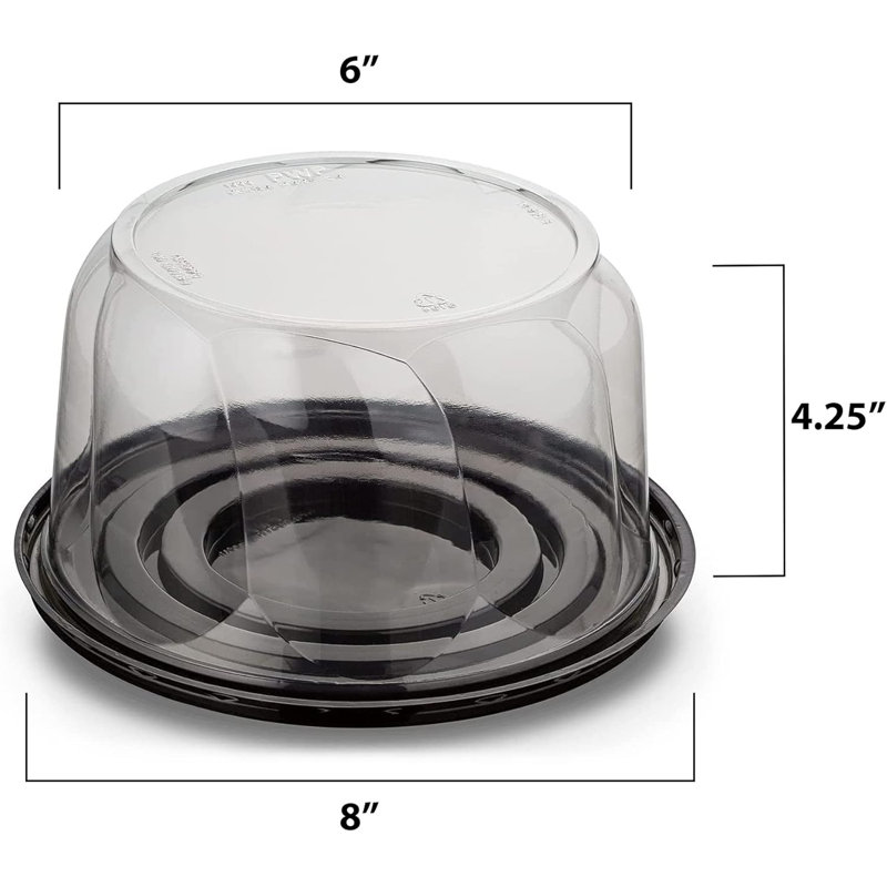 PET Plastic Round Cake Containers 6" - Plastic Bakery Boxes 5pc