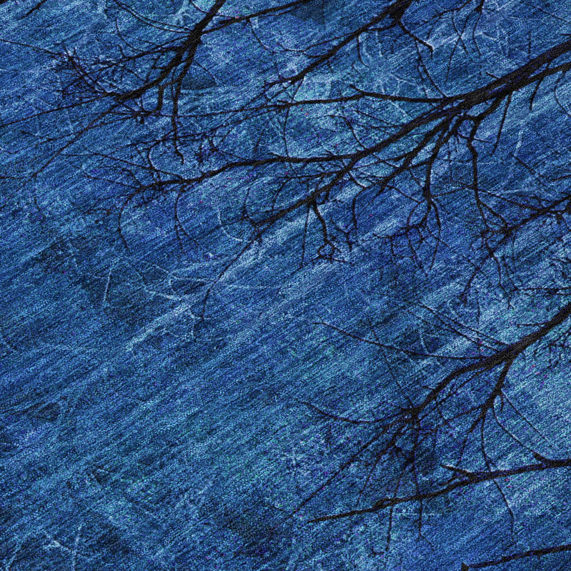 3' X 5' Blue And Charcoal Floral Washable Indoor Outdoor Area Rug