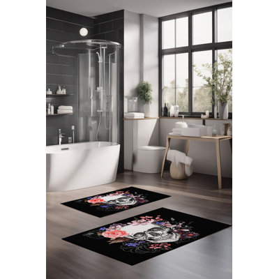 Eakly Luxury Bathmat Set (2 Pieces), 100% Polyester, 16.0 x 23.6 inches & 23.6 x 39.4 inches | Non-Slip Antibacterial Design, 0.3 in Pile Height | Machine Washable, Durable & Easy to Clean | Ideal for Bathroom Décor