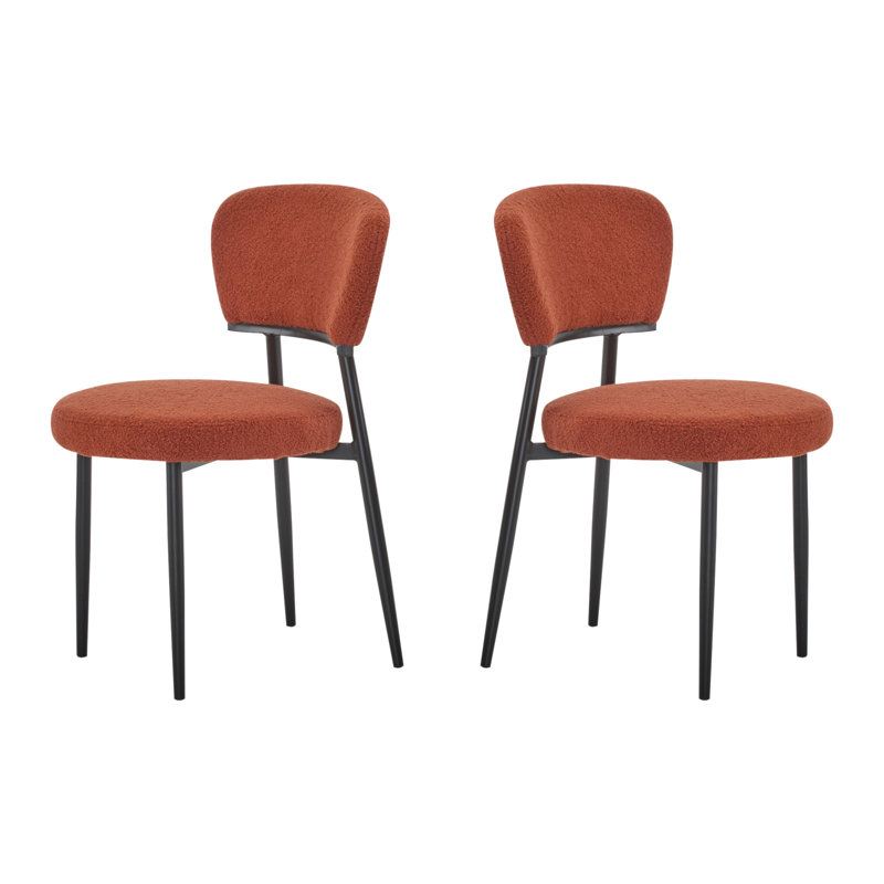 Upholstered Dinning Chair Set Of 2-Orange, Orange