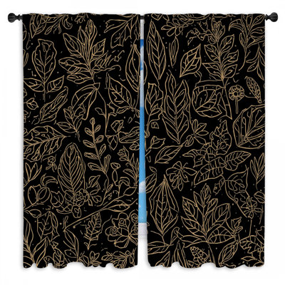 Gold Leaf Botanical Window Curtains Botanical Sheer & Room Darkening - 2 Panels