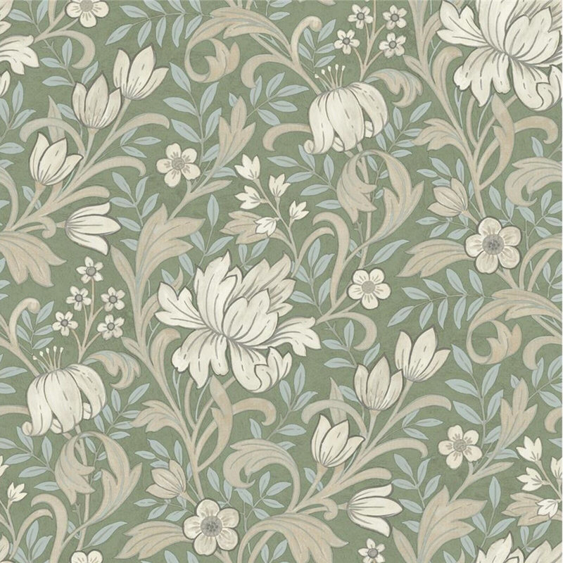 Achary Sage botanical garden floral vinyl wallpaper 10m x 53cm Texture Matte Self-Adhesive Roll, Sage