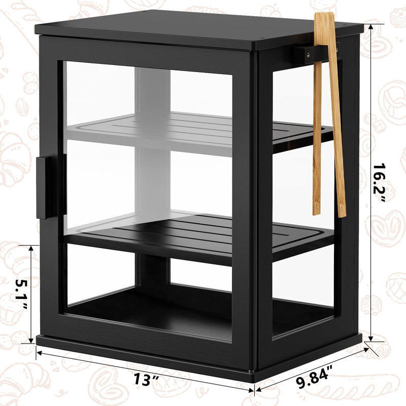 Boîte à pain pour comptoir de cuisine, grand contenant à 3 couches pour le pain fait maison avec fenêtre, organisateur de boîte à pain Farmhouse (noir)