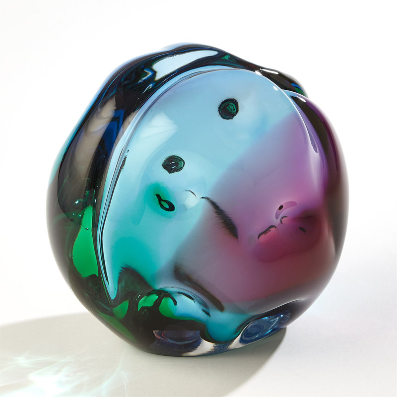 Sphère alvéolée - rubis / turquoise