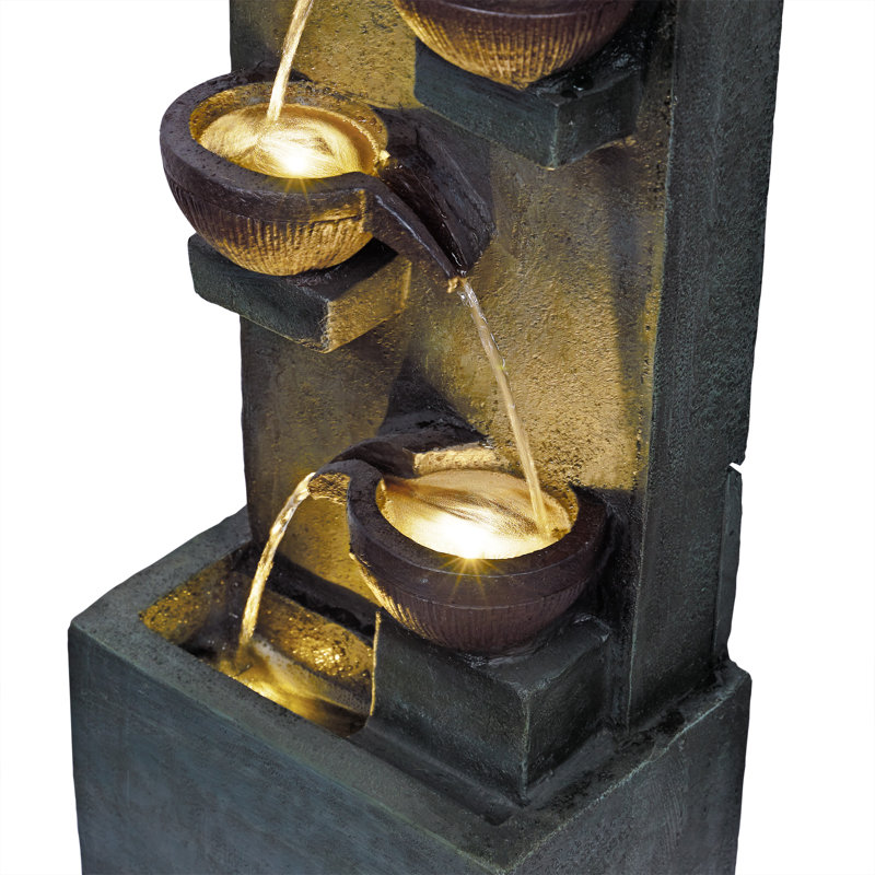 Fontaine de sol 39 "à 6 niveaux avec 39 lumières DEL chaudes