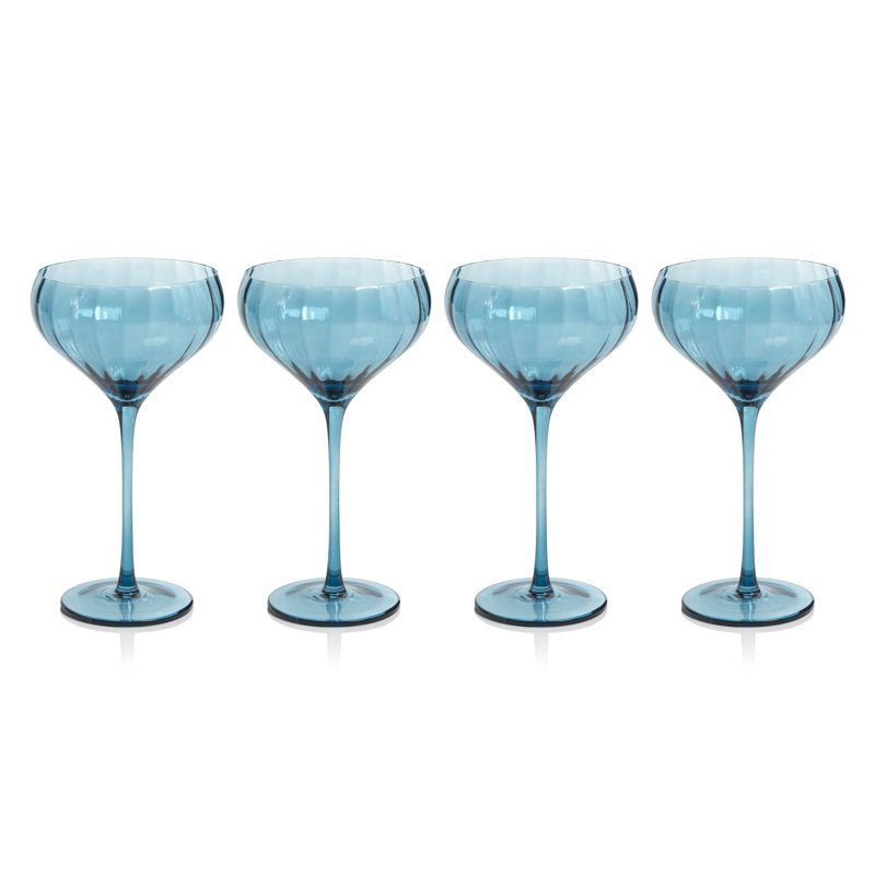 Verres à cocktail Boulder Optic, ensemble de 4, Bleu azur