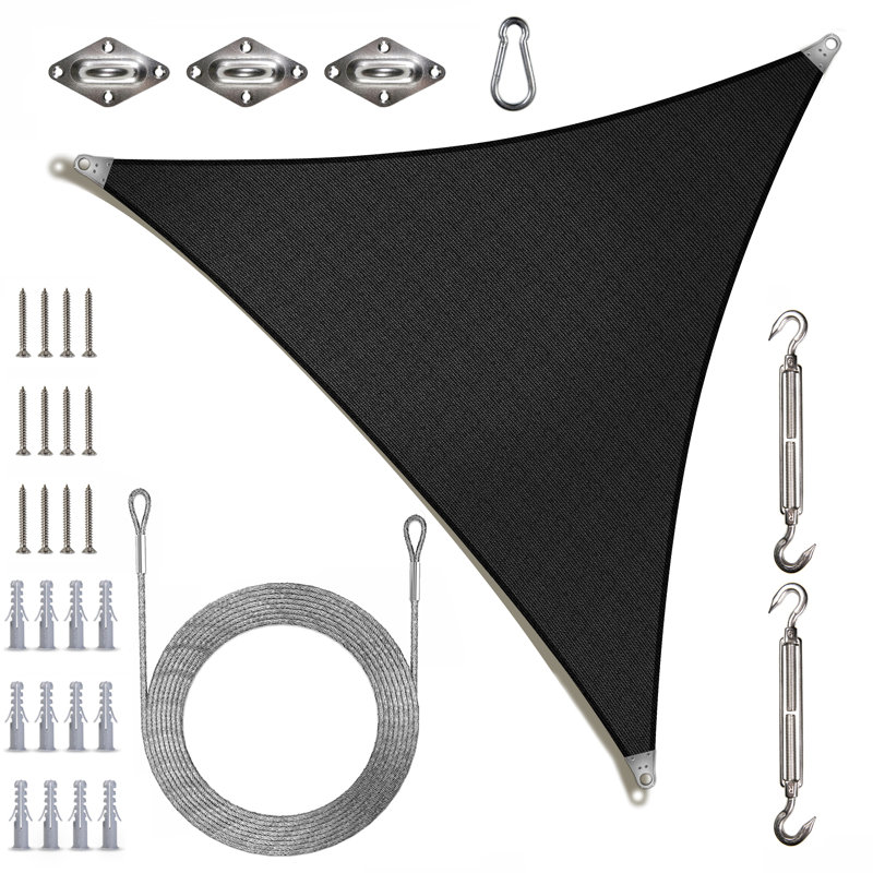 Voile d'ombrage triangulaire ColorTree avec trousse de quincaillerie et cordes - UPF50, coins renforcés, tissu 260 g / m²