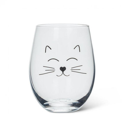 Cat Face Stemless Wine Drinking Glass