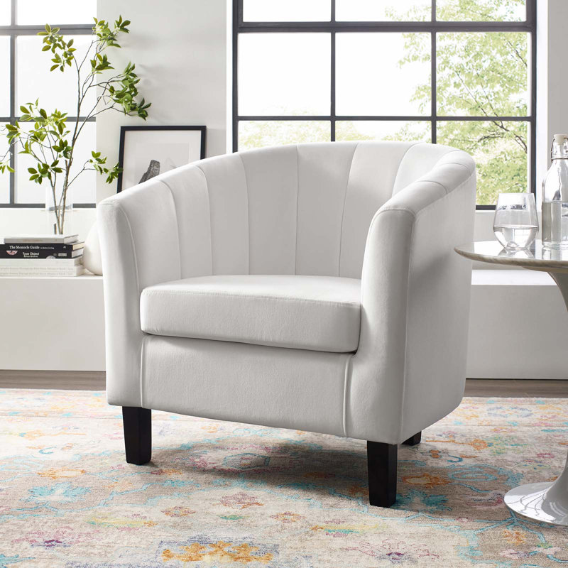  Fauteuil 28 po en velours, Velours blanc