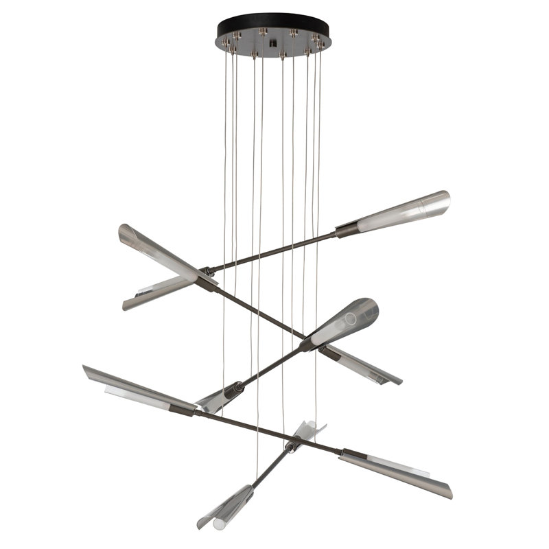 Flight 10-Light Small Pendant - Soft Gold - Bronze - Standard Overall Height, 75", Vintage Platinum, Dark Smoke