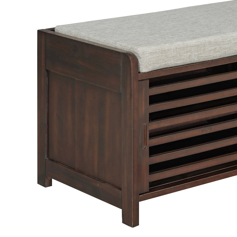 43" Wide Shoe Storage Bench With Cushion Entryway Bench Storage Bench for Bedroom Living Room, Espresso
