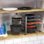 Support à casseroles double à hauteur ajustable - Support de rangement pour casseroles et couvercles à 8 compartiments - noir