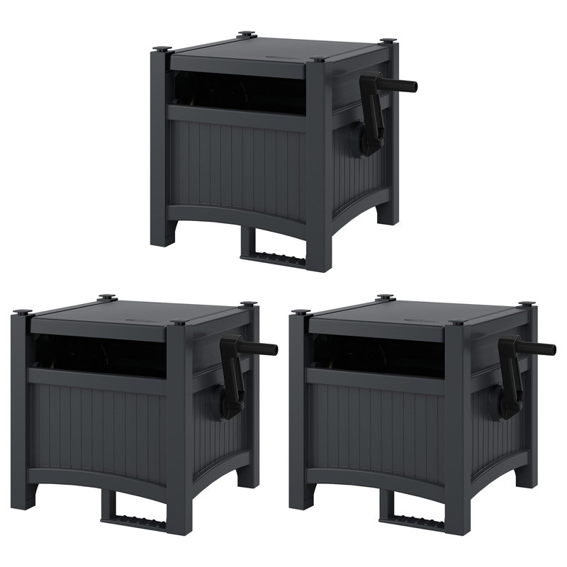 Enrouleur de boyaux d'arrosage de 100 pi Suncast Hideaway pour boyaux de 5/8 po, Cyberespace (paquet de 3)