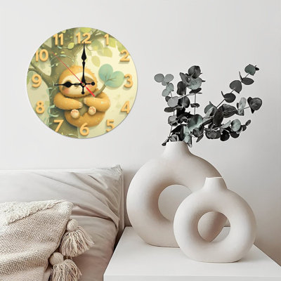 Adorable horloge paresseuse ronde