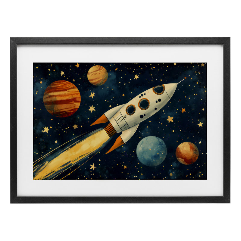 «Soaring Through Space», reproduction encadrée sous verre, design by Creative Studio, H 14 po x l 20 po, Cadre noir minuit