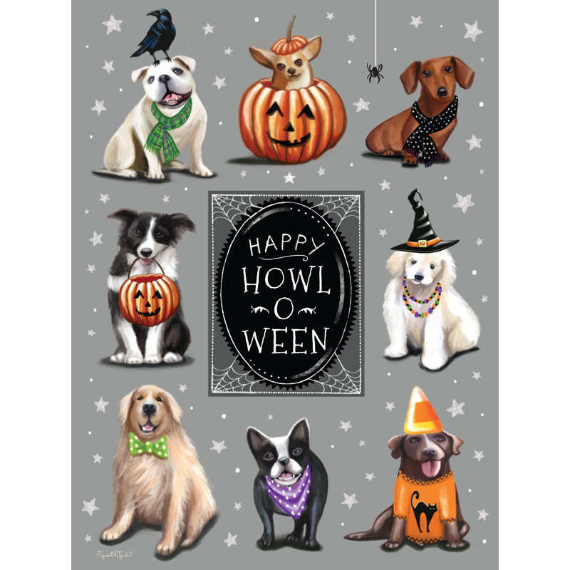 «Happy Howl-O-Ween Dogs and Stars» par Elizabeth Tyndall, H 30 po x l 20 po
