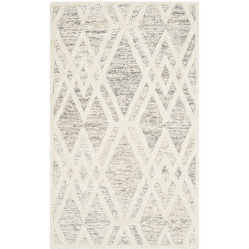 Tapis géométrique en laine touffeté à la main Deedgra, Rectangulaire 3 pi x 5 pi