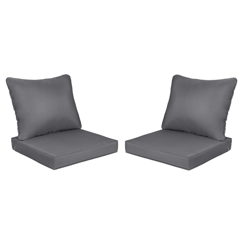 Outdoor Cushion Set Seat and Back Cushion (Set Of 2 Seats,2 Backs), Gray