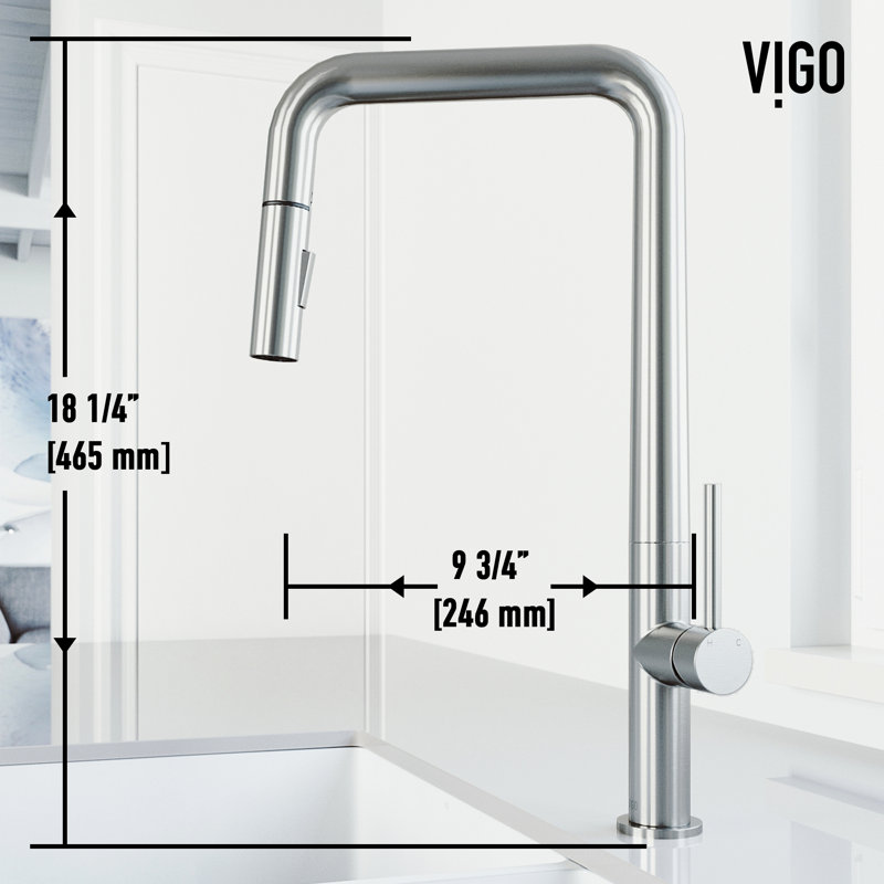 Parsons 18" H 1-handle Pull-Down 2-Function Sprayer Kitchen Faucet, Stainless Steel