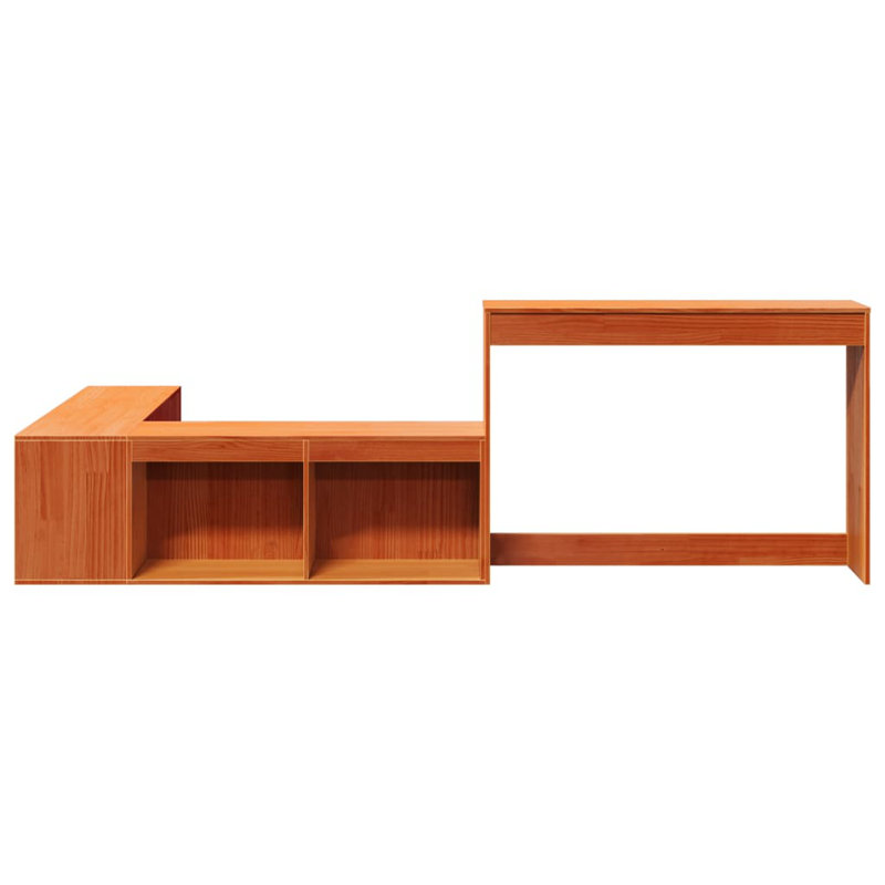 Kimberlee 222cm W Solid Wood Bedside Table, Brown