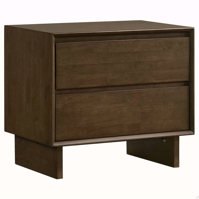 Table de chevet 2 tiroirs brun chaud