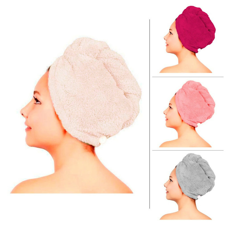 Ensemble de 4 serviettes pour femmes avec bouton torsadé, super absorbant, séchage rapide, Fuschia, Hair Towels - 2 Pack