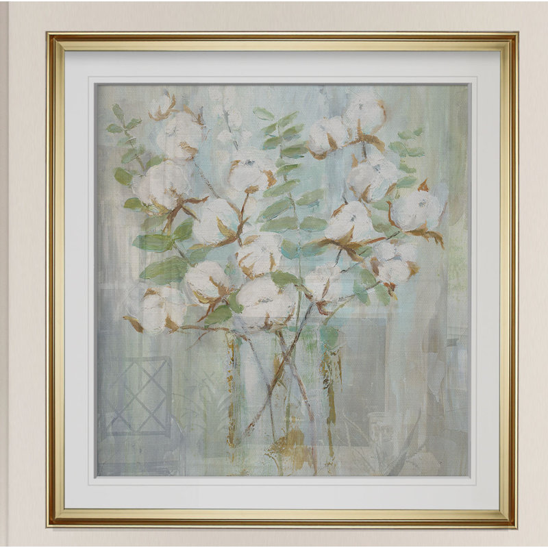 « contemporaine coton », peinture, H 28 po x l 28 po x P 2 po, Cadre doré