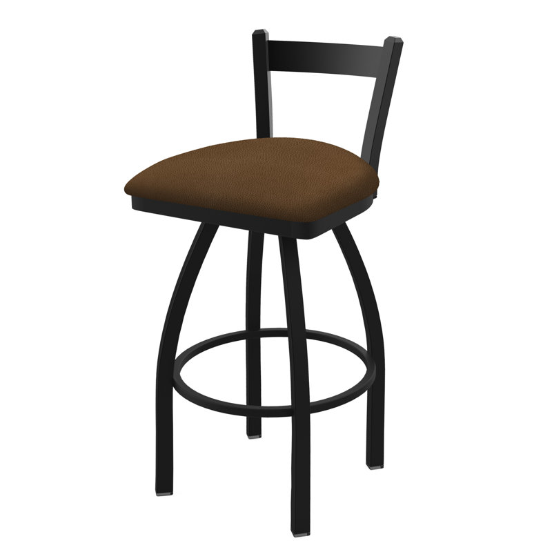 821 Catalina Low Back Swivel Bar Stool, Rein Thatch, Black Wrinkle, Bar Stool (30" Seat Height)