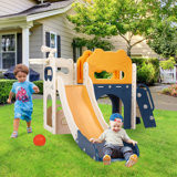 8 in 1 Large Toddler Slide w/Long Slope, Enclosed Steps, Telescope, Basketball Hoop, Tunnel