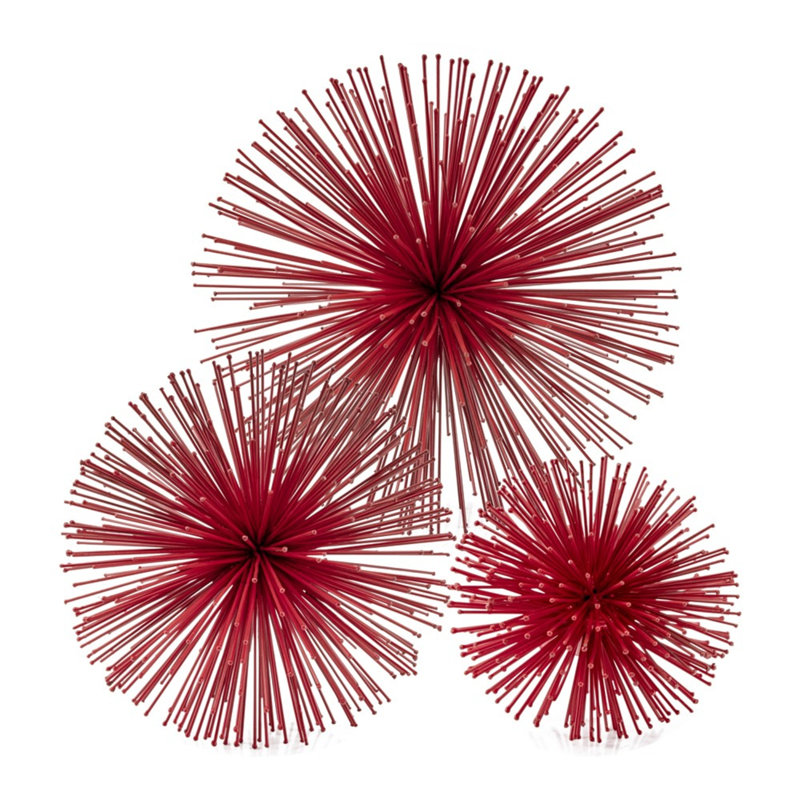 Erizo Spiked Large Sphere, 6" H x 6" W x 6" D, Red