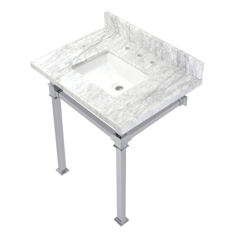 Monarch Marble Rectangular Console Bathroom Sink with Overflow