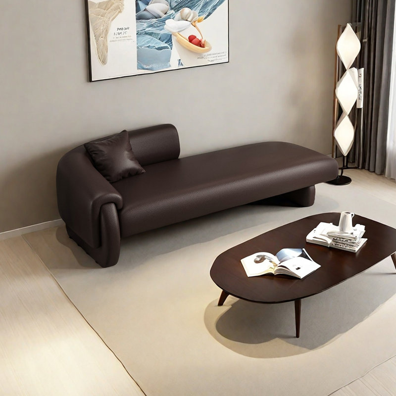 Fauteuil inclinable en similicuir léger et luxueux, Orienté à gauche (vu de face), Café