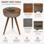 Table d'appoint intelligente en bois de noyer 15,67 po avec haut-parleur Bluetooth, charge sans fil et batterie intégrée