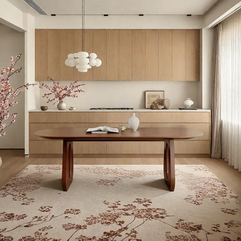 Solid wood oval practical dining table, 29.53"H x 70.87"L x 31.5"W
