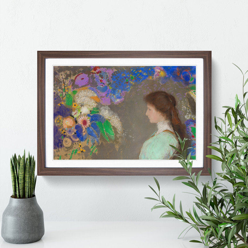 Violette Heymann by Odilon Redon - Picture Frame Painting, 48cm H x 65cm W x 2cm D, Walnut