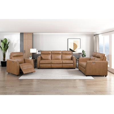 Modern Brown Power Recliner Sofa Set 3pc Sofa Loveseat Chair USB Ports Zero Wall Reclining Design Faux Leather Upholstery Furniture