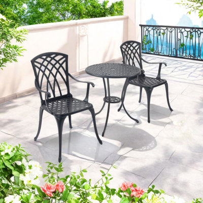 Ensemble de table de patio 3 pièces avec trou pour parasol