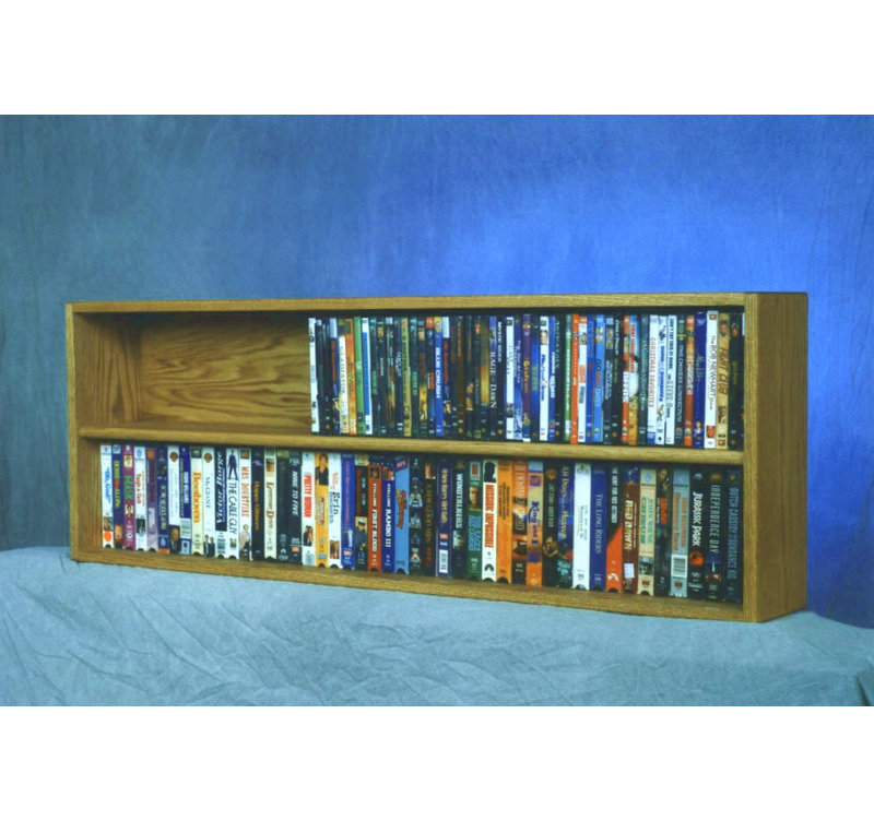 Shelf-Style Wooden CD/DVD/VHS Rack - 10 Series, Natural, 9.5" H x 52" W x 6.75" D