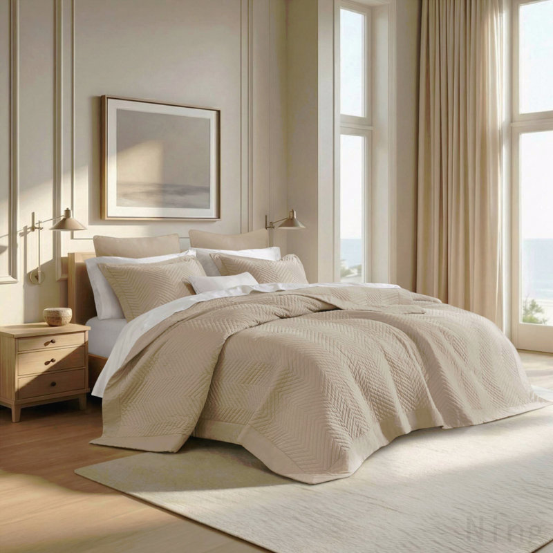 Ensemble de courtepointe en coton 3 pièces pour très grand lit, Édredon très grand et 3 pièces supplémentaires