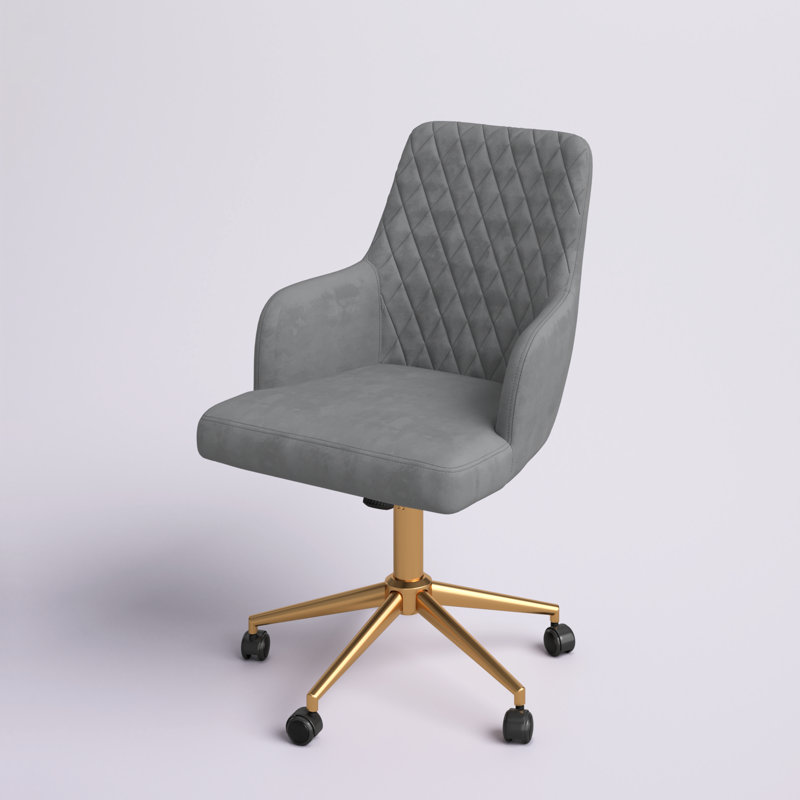 Chaise de travail en velours Anderson, gris