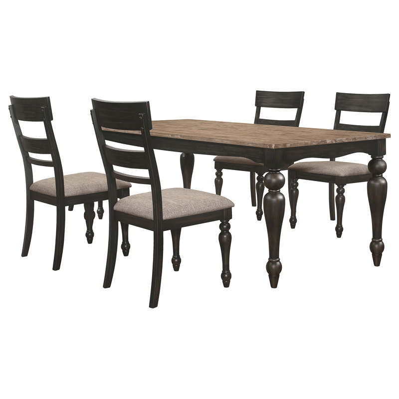 Guransh Modern 5-Piece Set - Rectangular Dining Set Charcoal Sand Through, Designed For Style And Comfort Guransh 5-Piece Rectangular Dining Set Charcoal Sand Through