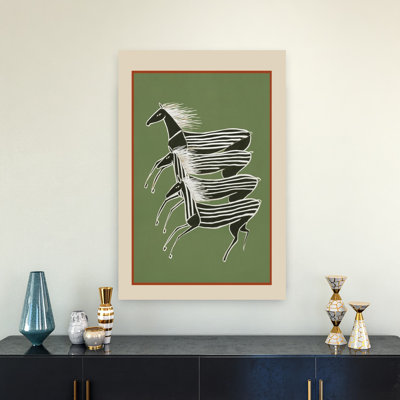 Courir, zèbres, art zèbre moderne, minimaliste, vert, faune
