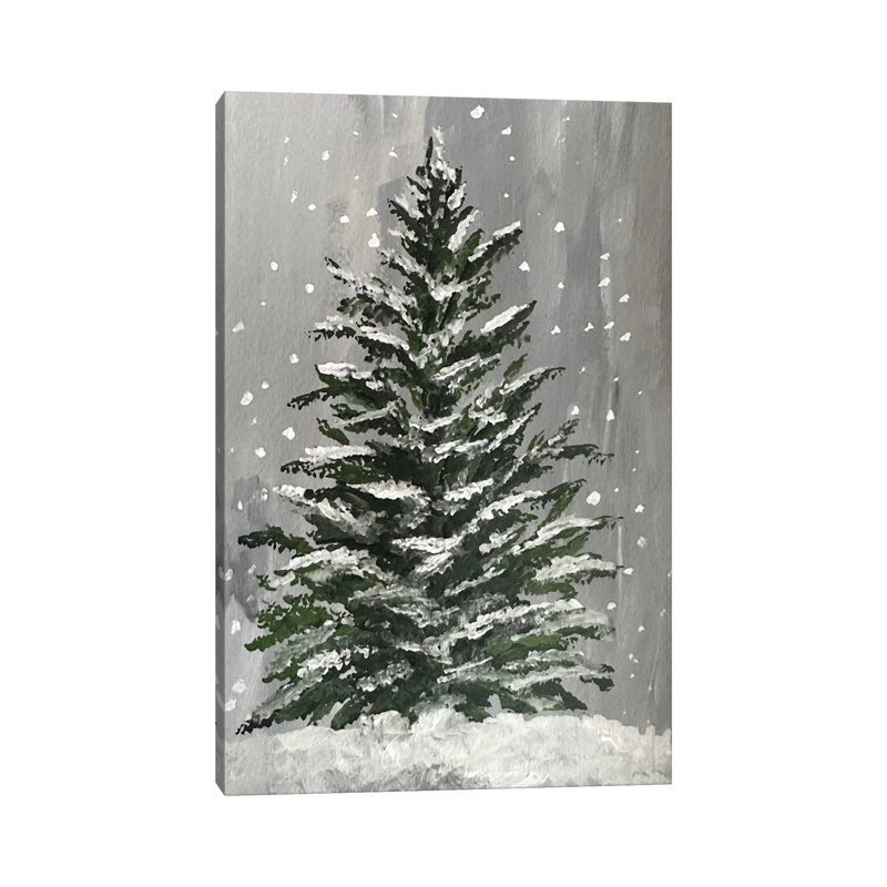 Arbre de Noël d'hiver - reproduction d'art murale - toile tendue