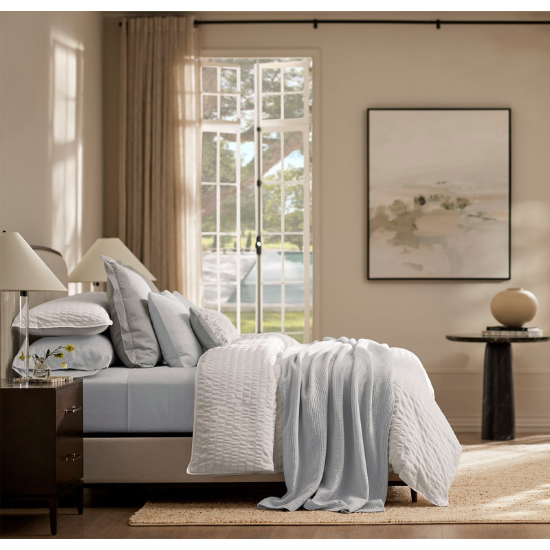Relaxed Seersucker Duvet Set, Full;Queen, White