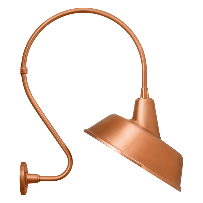Thomas O'Brien, "Academy 18" Larrabee Barn Light in Soft Copper with 16" Tilted Bowers Shade, 27'' H x 16'' W x 22.75'' D