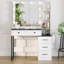 Bureau de maquillage avec miroir HD éclairé et grands tiroirs de rangement