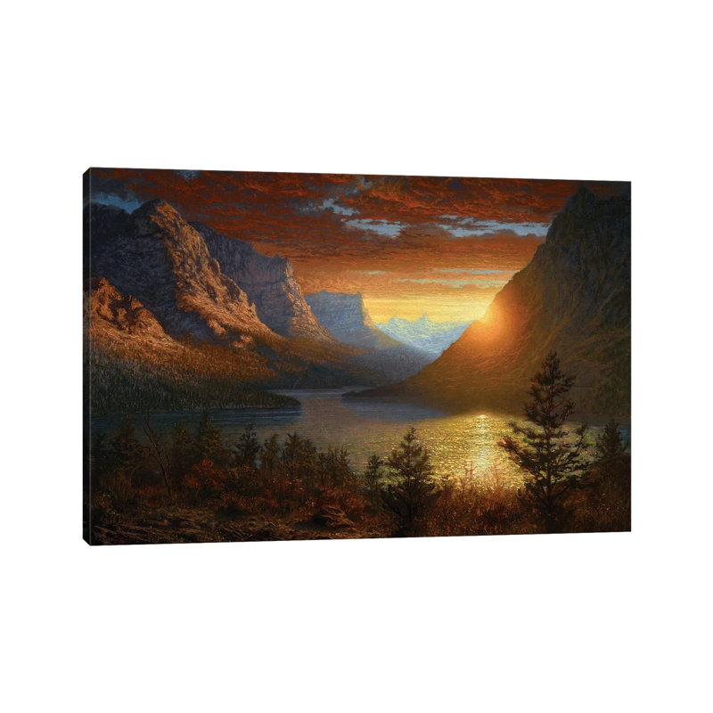 Majestic Landscape - St. Mary's Lake by Ken Salaz - Wrapped Canvas Painting, 20.32 cm H x 30.48 cm W